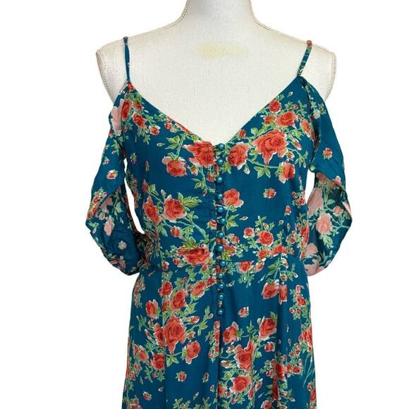 J. Gee blue floral maxi sundress, small, tropical, vacation, flowy, colorful - Picture 4 of 7